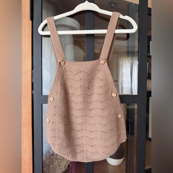 Zara Other - Zara Kids crochet knit romper bubble overalls onesie baby boy girl beige unisex